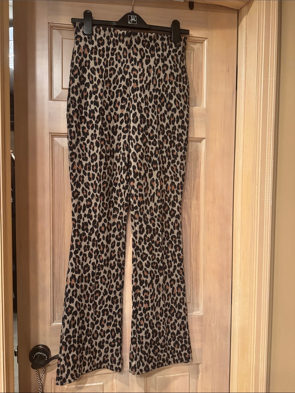 SPANX Leopard-Print Flared Pants in Tan and Black